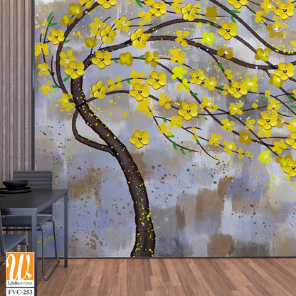 Yellow tree with flowers swaying in the wind Wallpaper [WP-FVC-253]