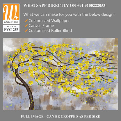 Yellow tree with flowers swaying in the wind Wallpaper [WP-FVC-253]