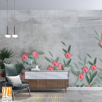 Cute, pastel-colored peonies and greenery Wallpaper [WP-FVC-269]