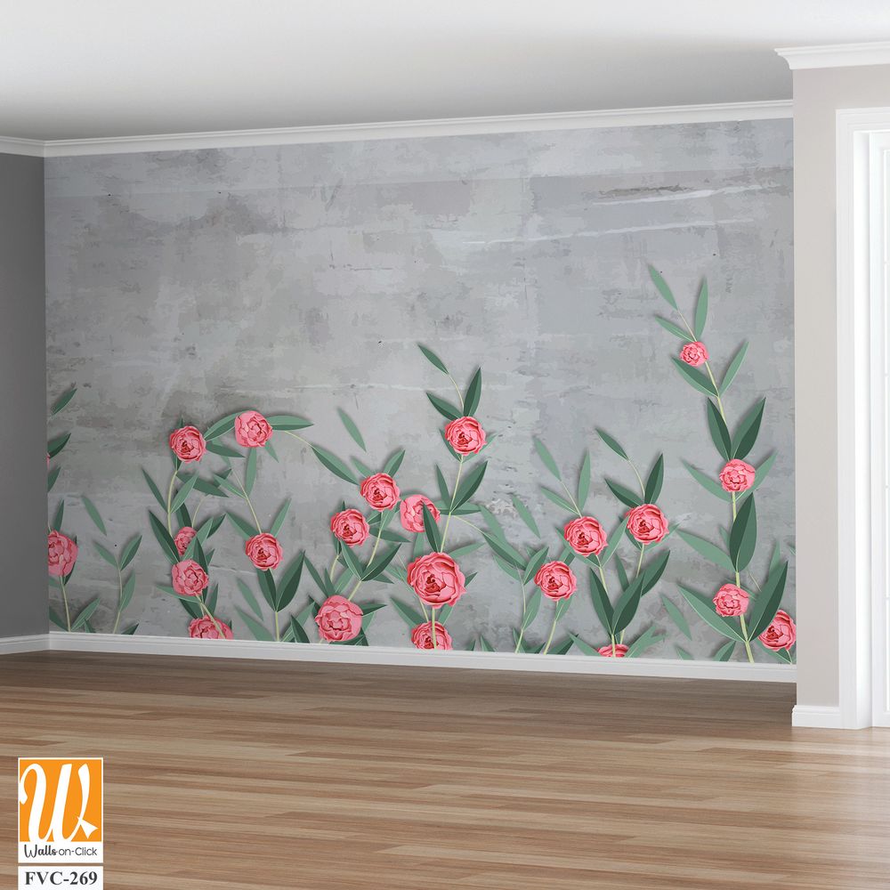 Cute, pastel-colored peonies and greenery Wallpaper [WP-FVC-269]