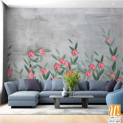 Cute, pastel-colored peonies and greenery Wallpaper [WP-FVC-269]