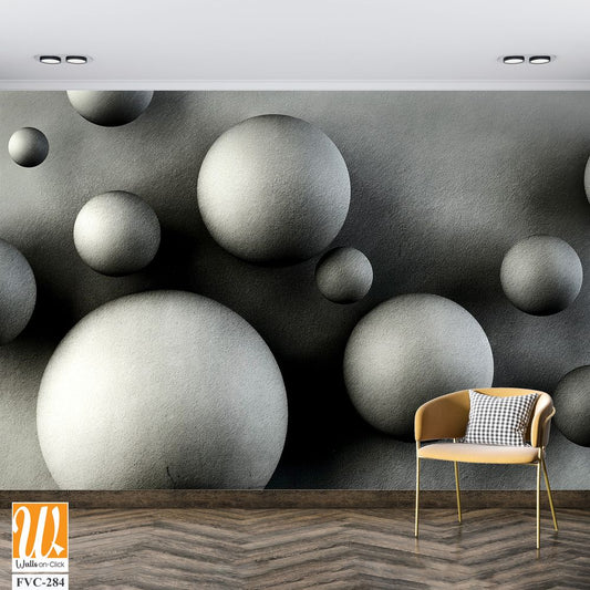 Abstract scattered grey spheres Wallpaper [WP-FVC-284]