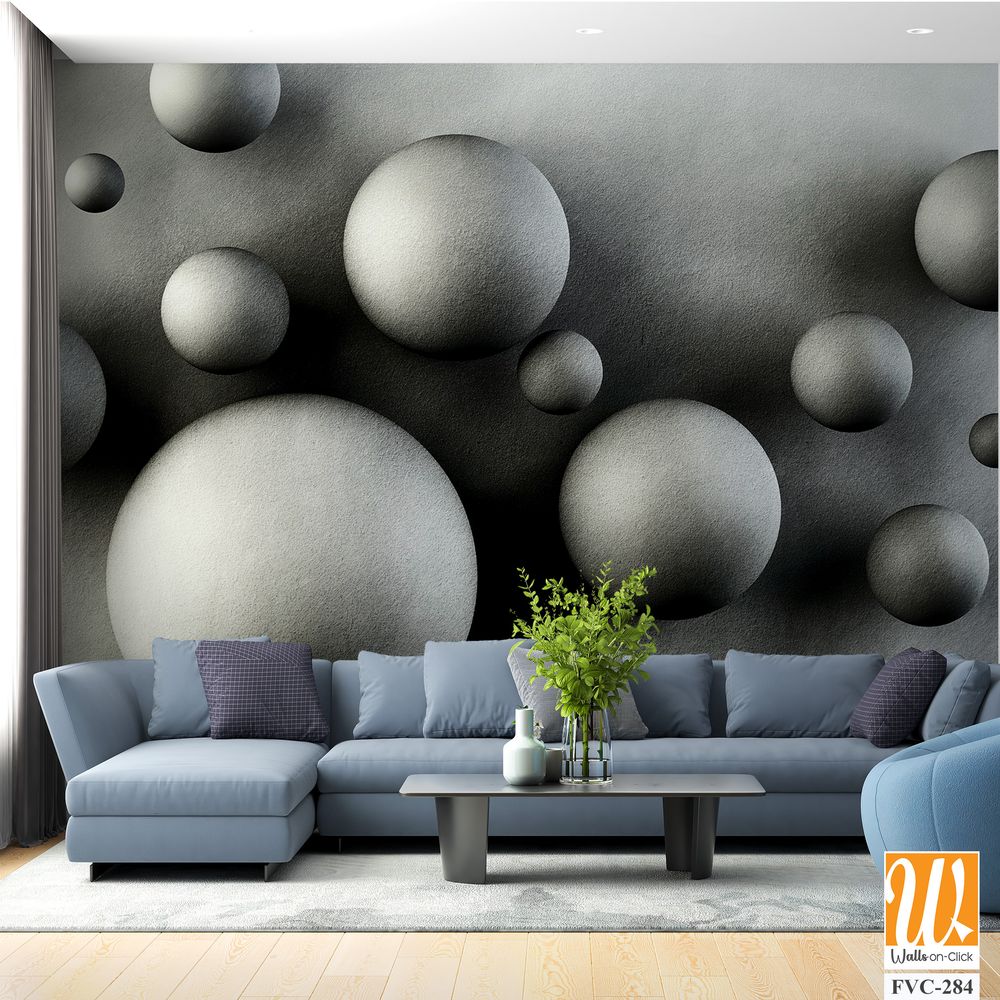 Abstract scattered grey spheres Wallpaper [WP-FVC-284]