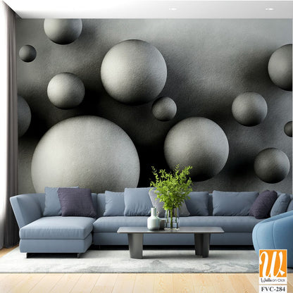 Abstract scattered grey spheres Wallpaper [WP-FVC-284]