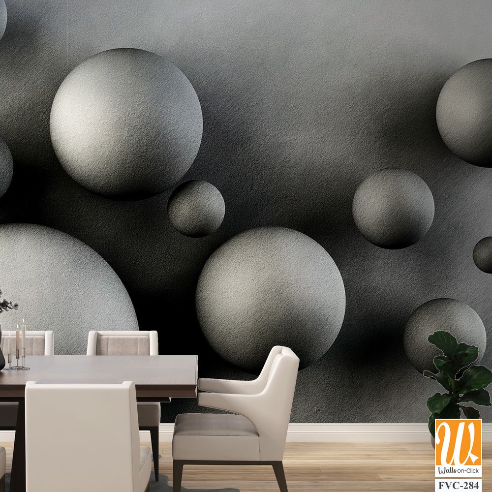 Abstract scattered grey spheres Wallpaper [WP-FVC-284]