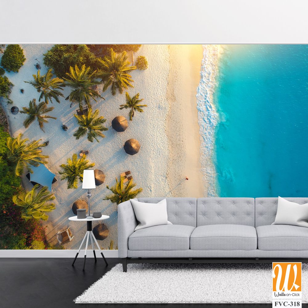 Beautiful aerial view of white sandy beach Wallpaper [WP-FVC-318]