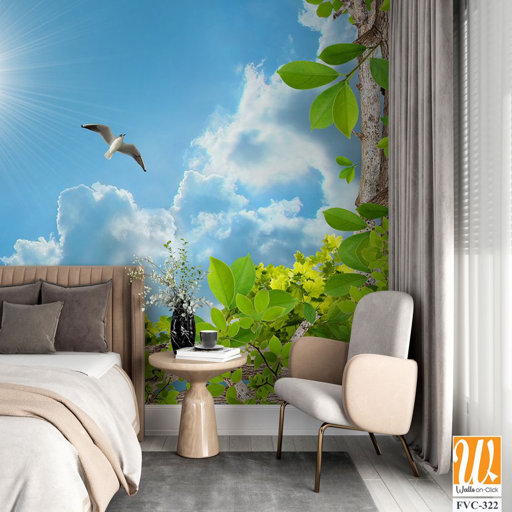 3D frame of blue sky with white clouds Wallpaper [WP-FVC-322]