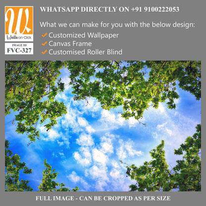 Summer sky with clouds and green leaves Wallpaper [WP-FVC-327]