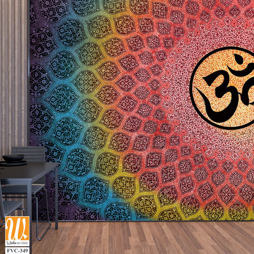 Om symbol surrounded by a mandala pattern Wallpaper [WP-FVC-349]