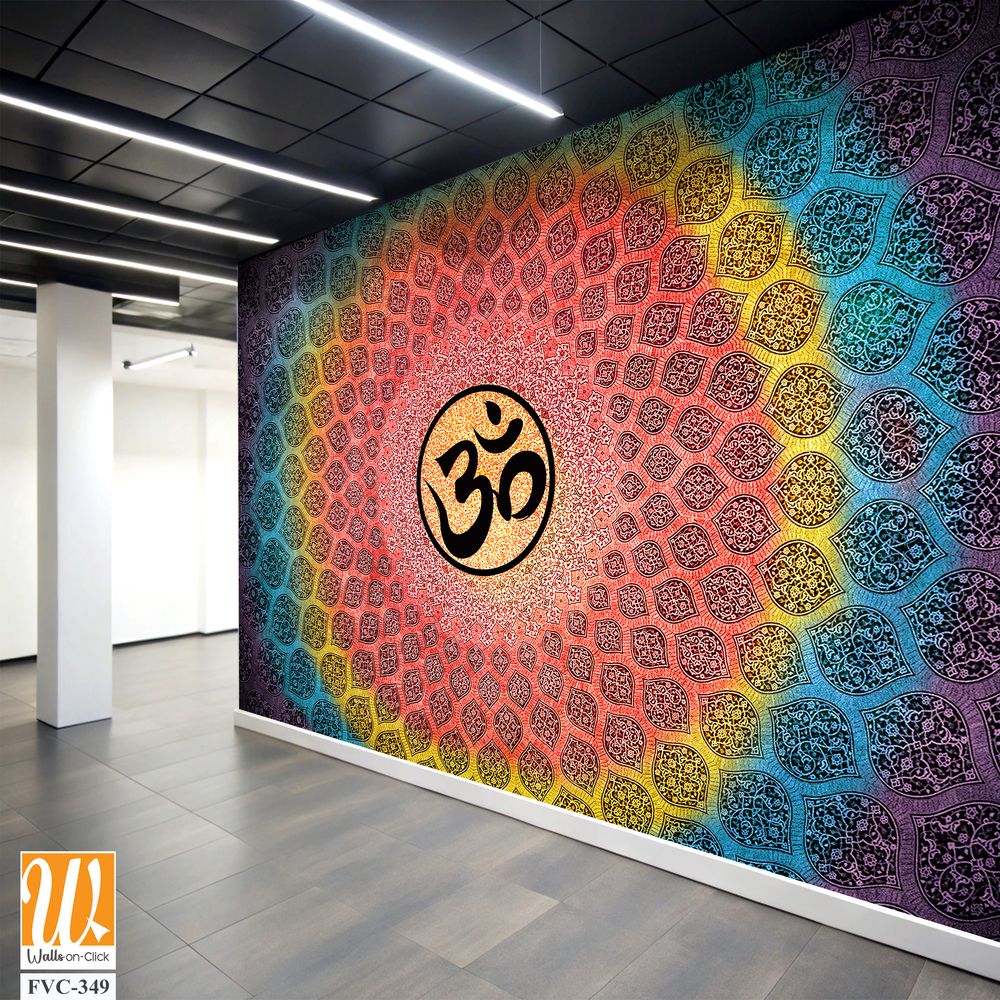 Om symbol surrounded by a mandala pattern Wallpaper [WP-FVC-349]