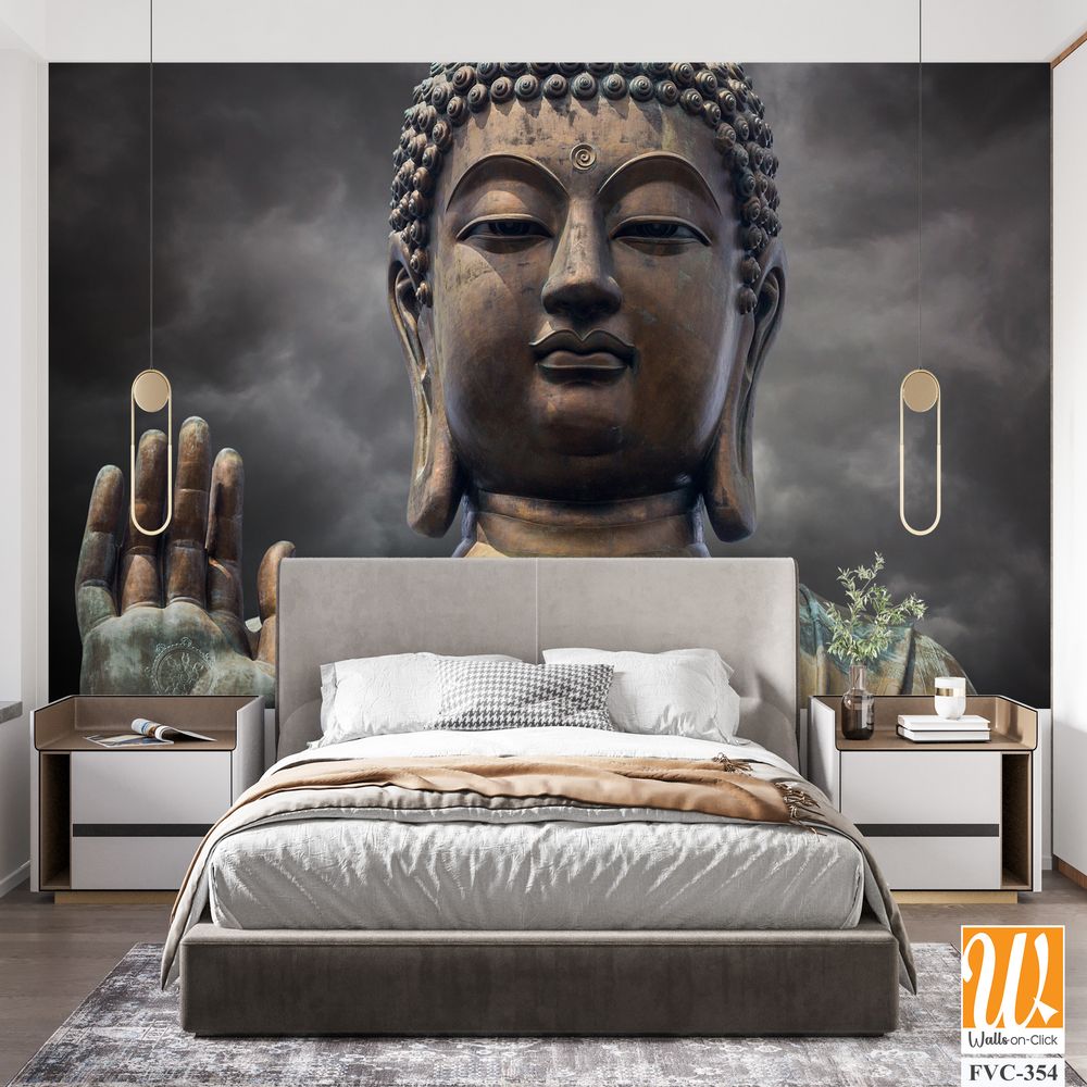 Buddha statue with a dark gray sky background [WP-FVC-354]