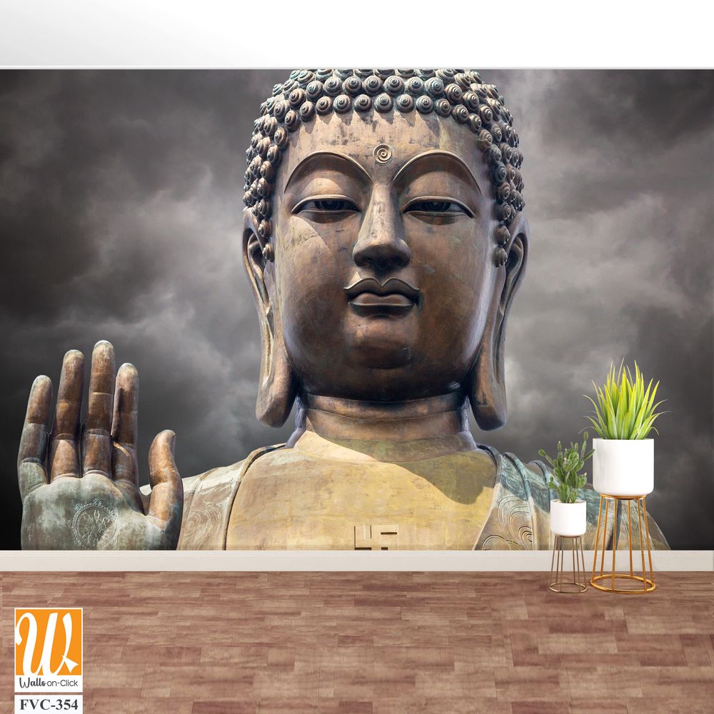 Buddha statue with a dark gray sky background [WP-FVC-354]