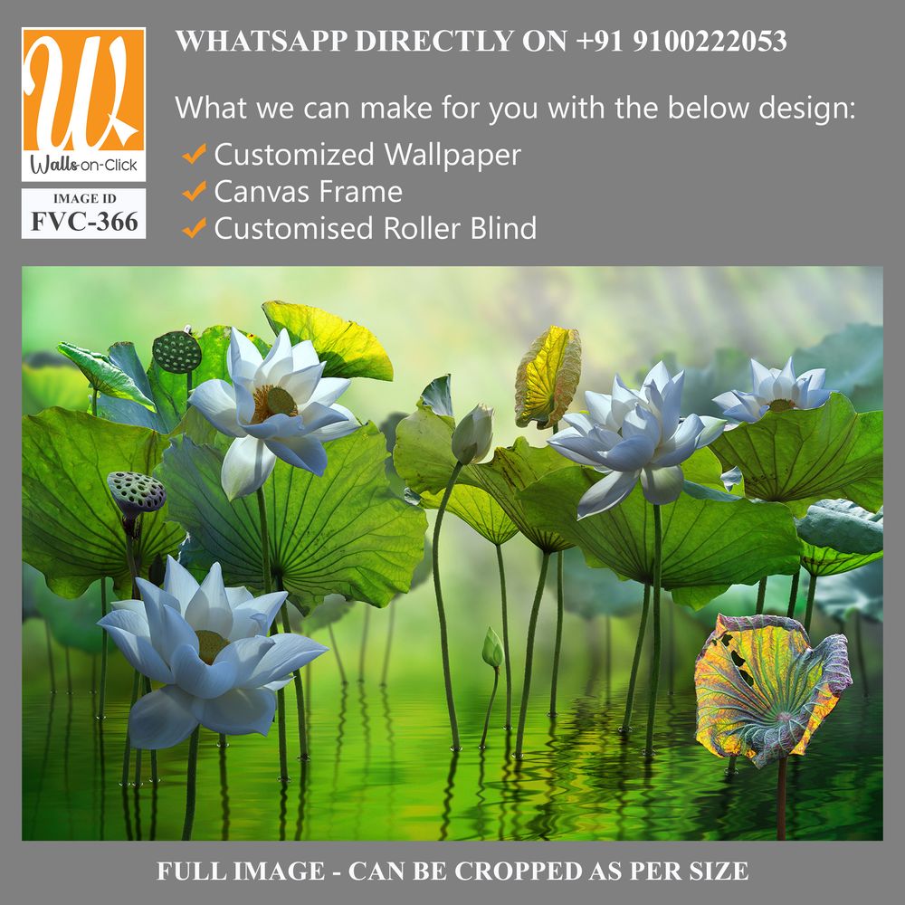 3D wallpaper, a fantasy landscape with lotus flowers [WP-FVC-366]