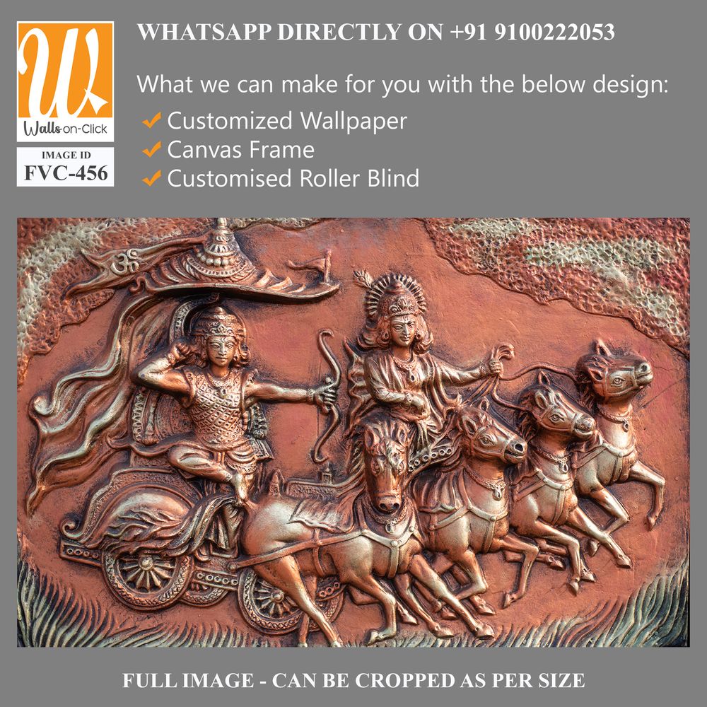 Krishna in his chariot, pulled by horses, with Rama Wallpaper [WP-FVC-456]