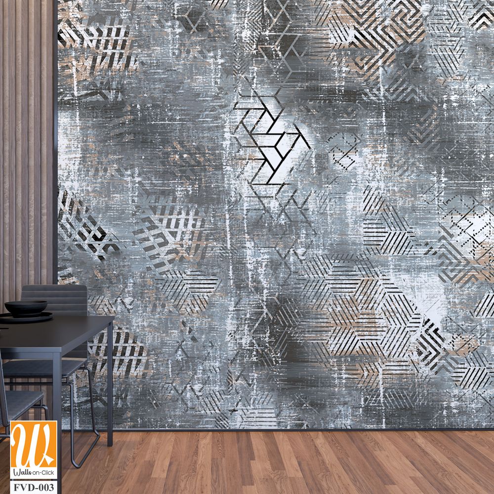 Distressed gray pattern with various geometric shapes Wallpaper [WP-FVD-003]