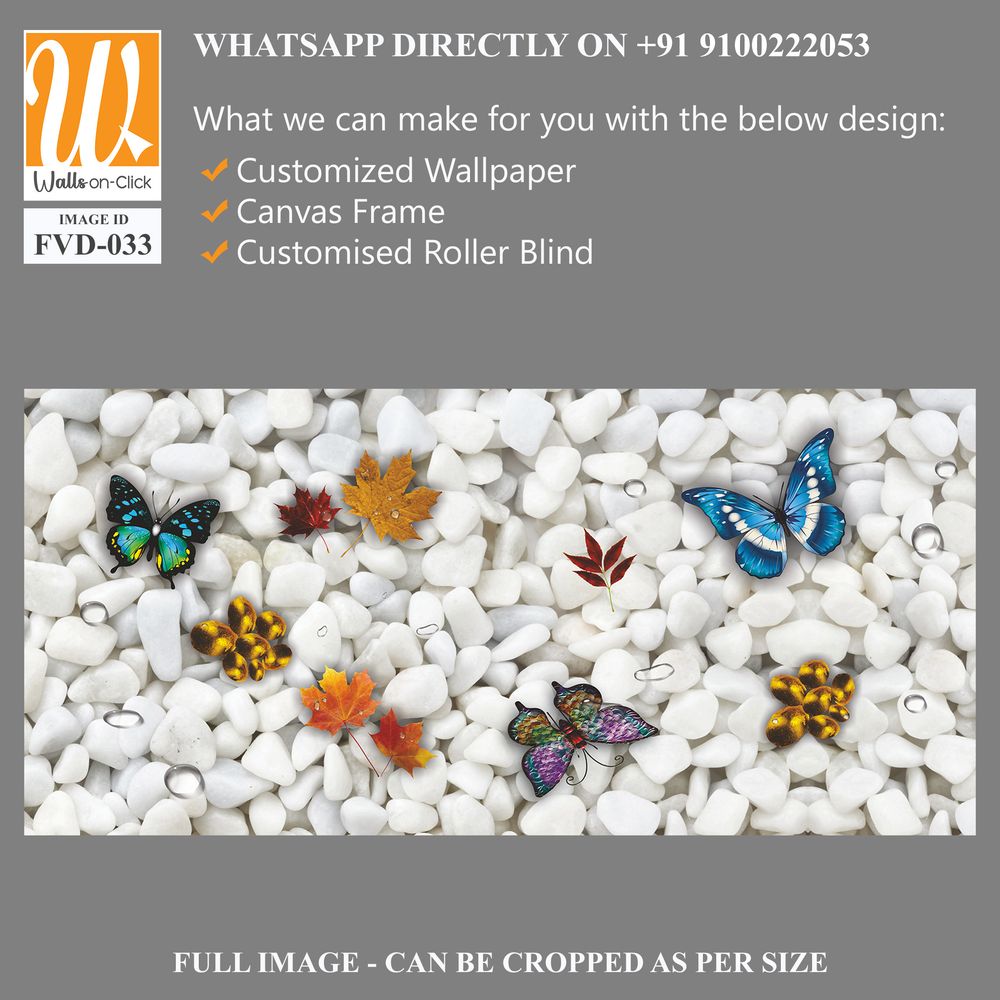 White pebbles with colorful enamel butterfly [WP-FVD-033]