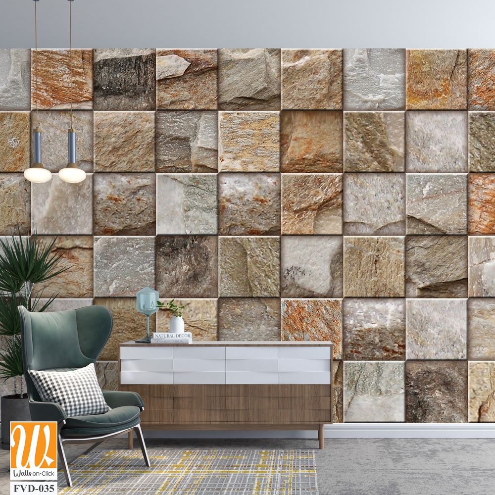 Mosaic wall tile, made of natural rock [WP-FVD-035]