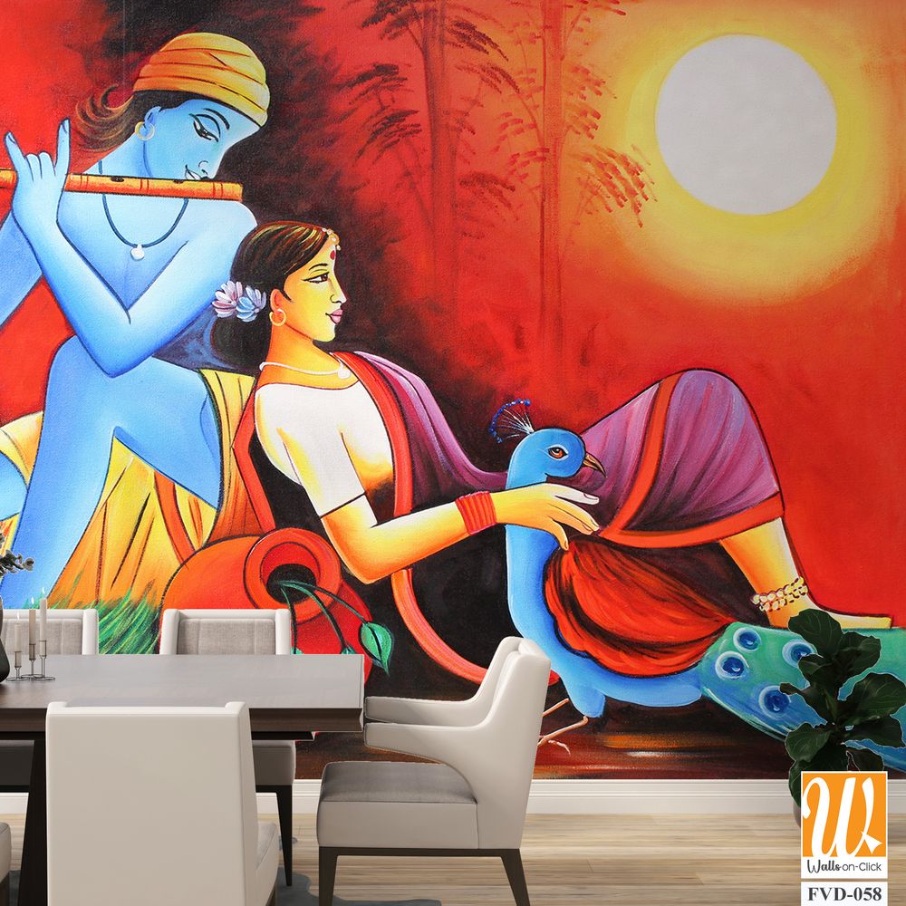 Colorful painting of Lord Krishna Wallpaper [WP-FVD-058]