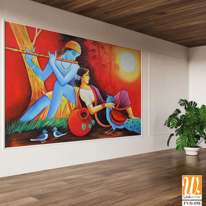 Colorful painting of Lord Krishna Wallpaper [WP-FVD-058]