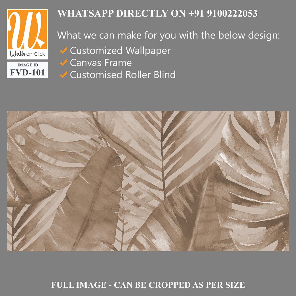 Watercolor, sepia-toned palm leaves, large-scale mural [WP-FVD-101]