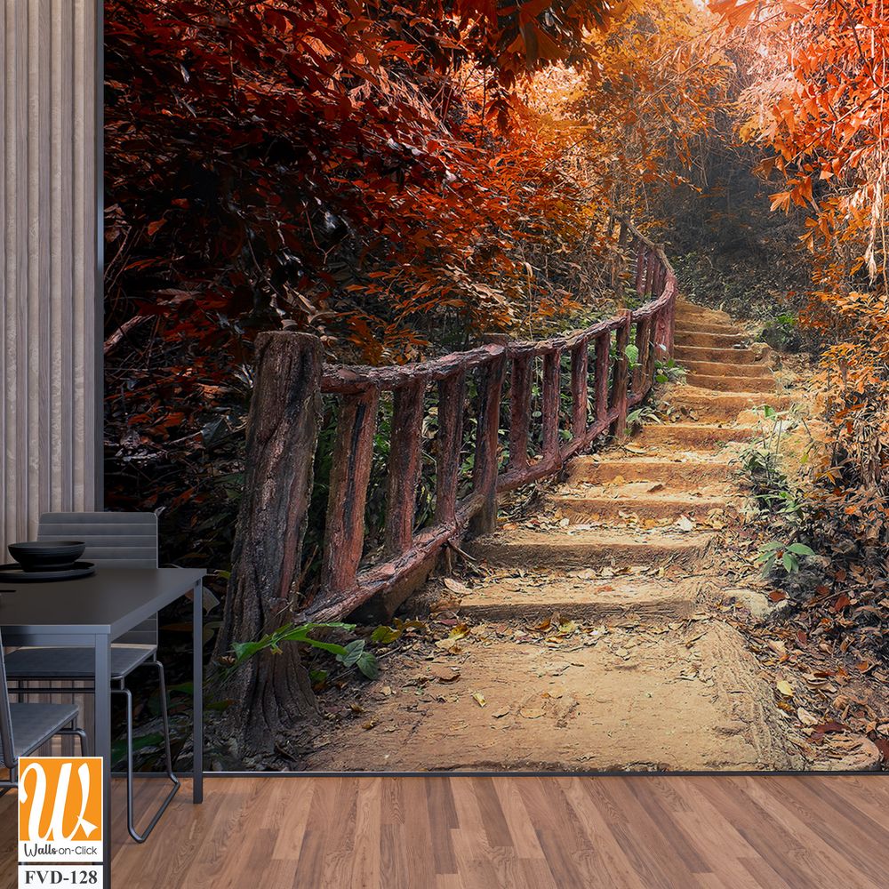 Winding wooden staircase leads to the forest [WP-FVD-128]