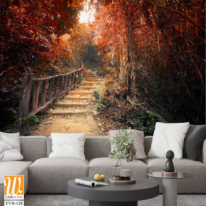 Winding wooden staircase leads to the forest [WP-FVD-128]