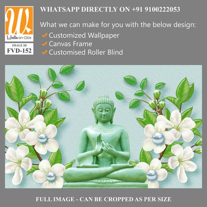 3D wallpaper featuring a green Buddha [WP-FVD-152]