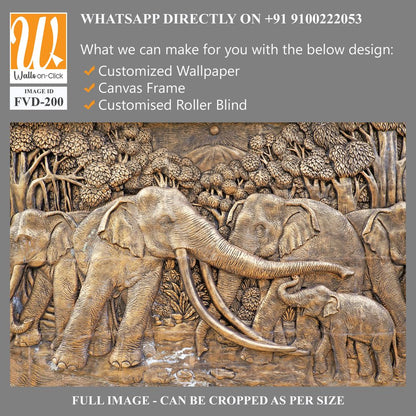 Detailed carving depicting a herd of elephants [WP-FVD-200]