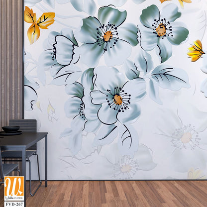 Large white flowers and small yellow leaves pattern [WP-FVD-267]