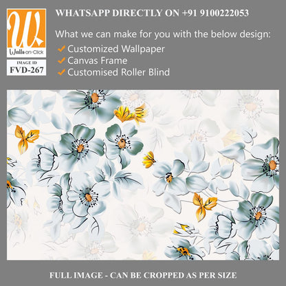 Large white flowers and small yellow leaves pattern [WP-FVD-267]