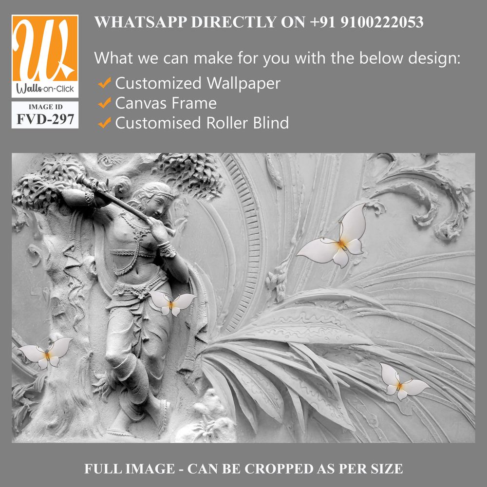 3D plaster art depicting Lord Krishna playing the flute [WP-FVD-297]