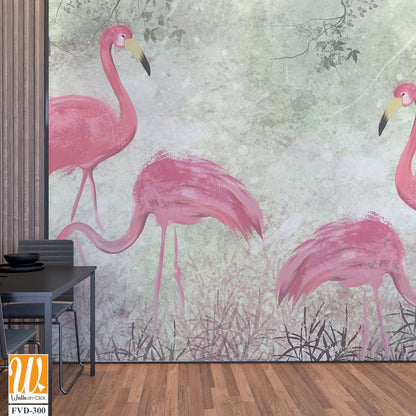 Pink flamingos in the style of watercolor [WP-FVD-300]