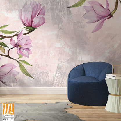 Magnolia branches in pastel colors, photo wallpaper in the room and any interior. Design of photo wallpaper, postcard, wallpaper, photo wallpaper. [WP-FVD-302]