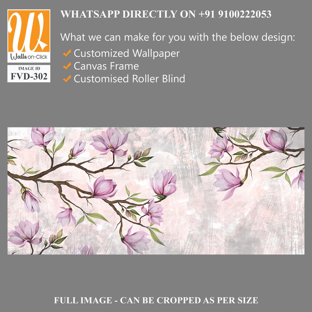 Magnolia branches in pastel colors, photo wallpaper in the room and any interior. Design of photo wallpaper, postcard, wallpaper, photo wallpaper. [WP-FVD-302]