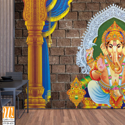 Vibrant Ganesha sitting on golden throne [WP-FVD-431]