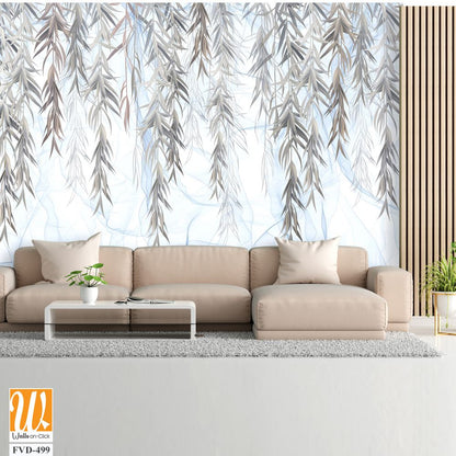 Flat wall mural with willow leaves [WP-FVD-499]