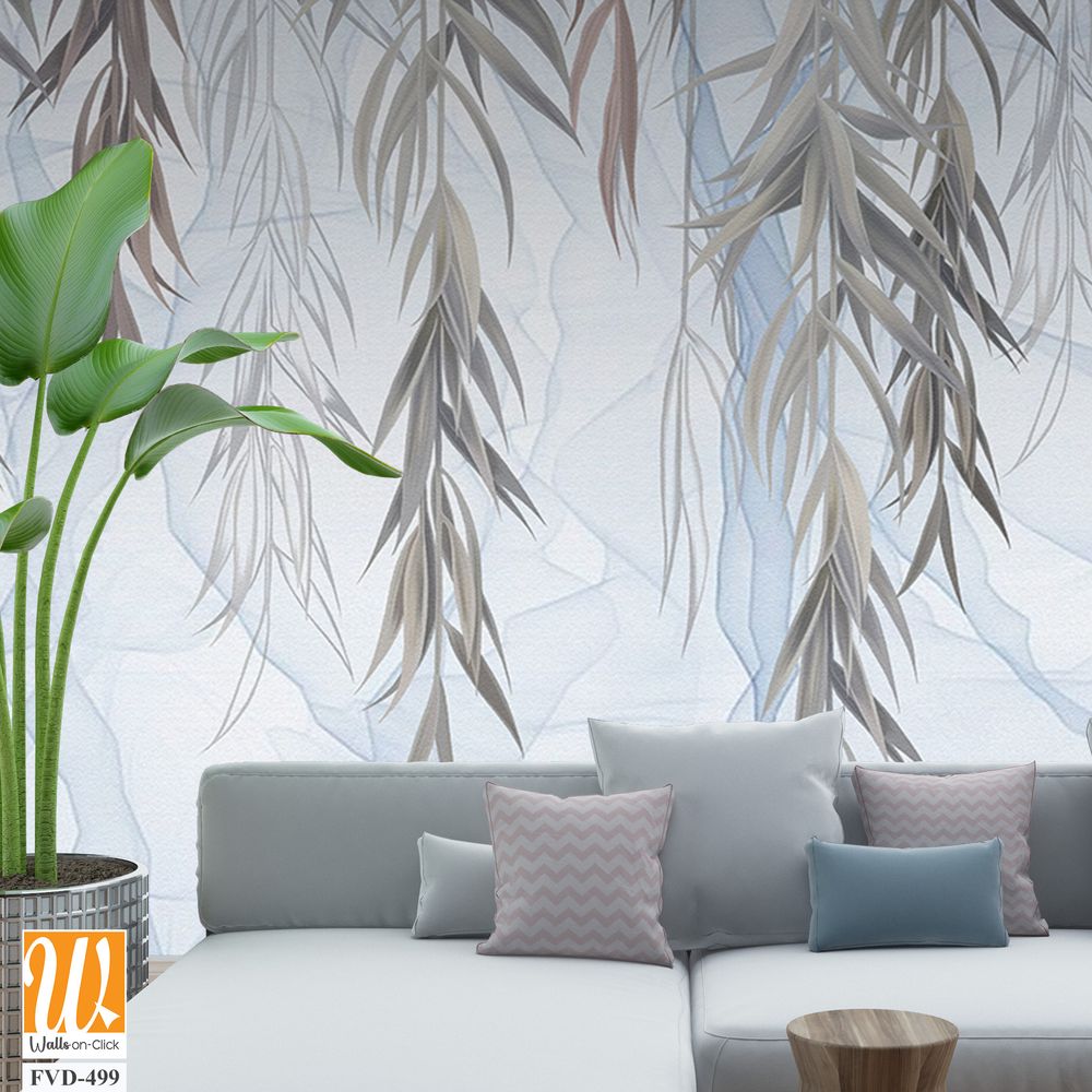 Flat wall mural with willow leaves [WP-FVD-499]