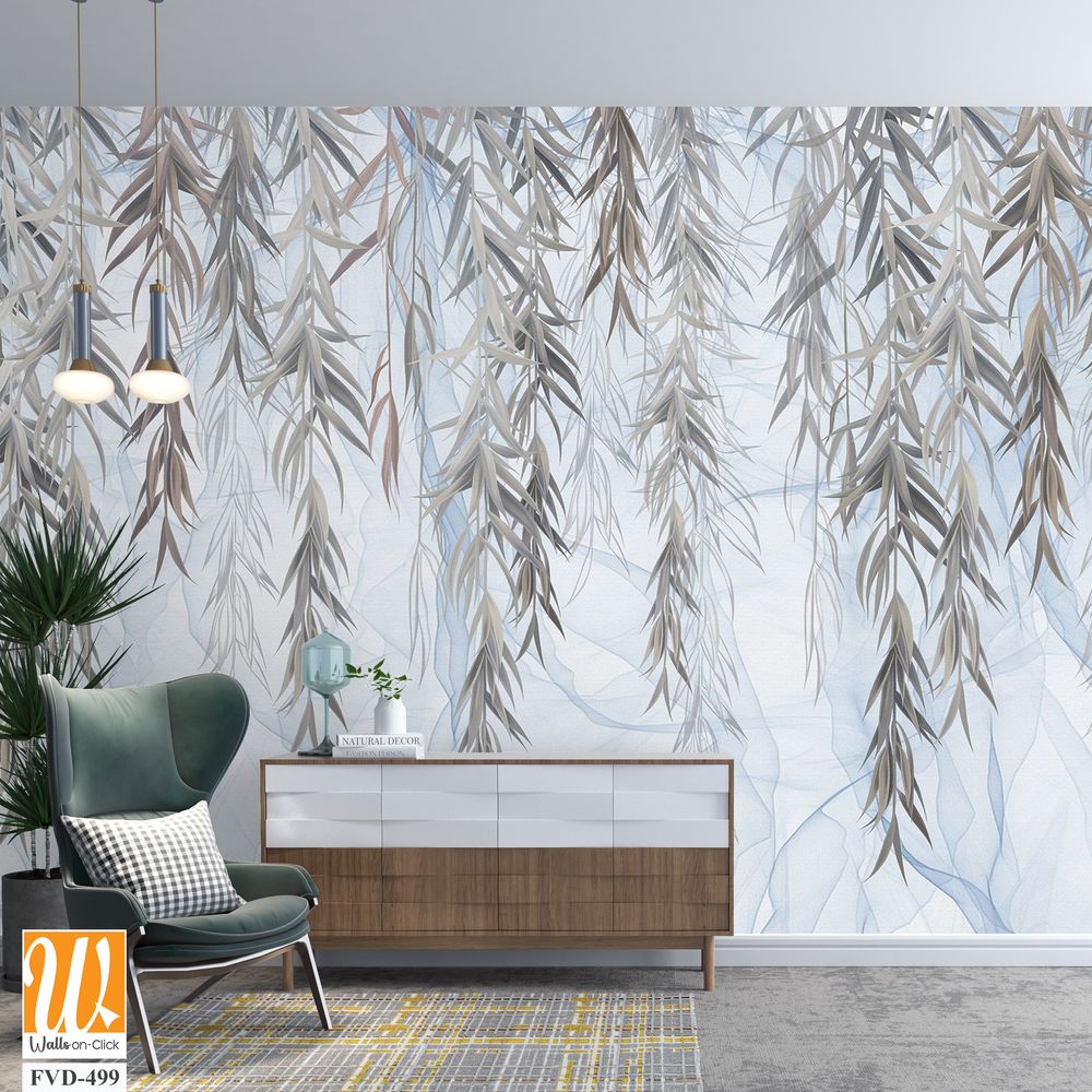 Flat wall mural with willow leaves [WP-FVD-499]