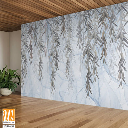 Flat wall mural with willow leaves [WP-FVD-499]