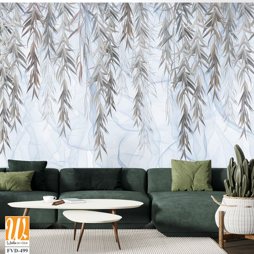 Flat wall mural with willow leaves [WP-FVD-499]