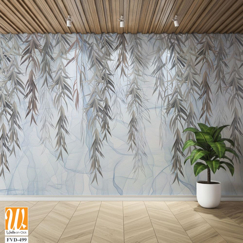 Flat wall mural with willow leaves [WP-FVD-499]