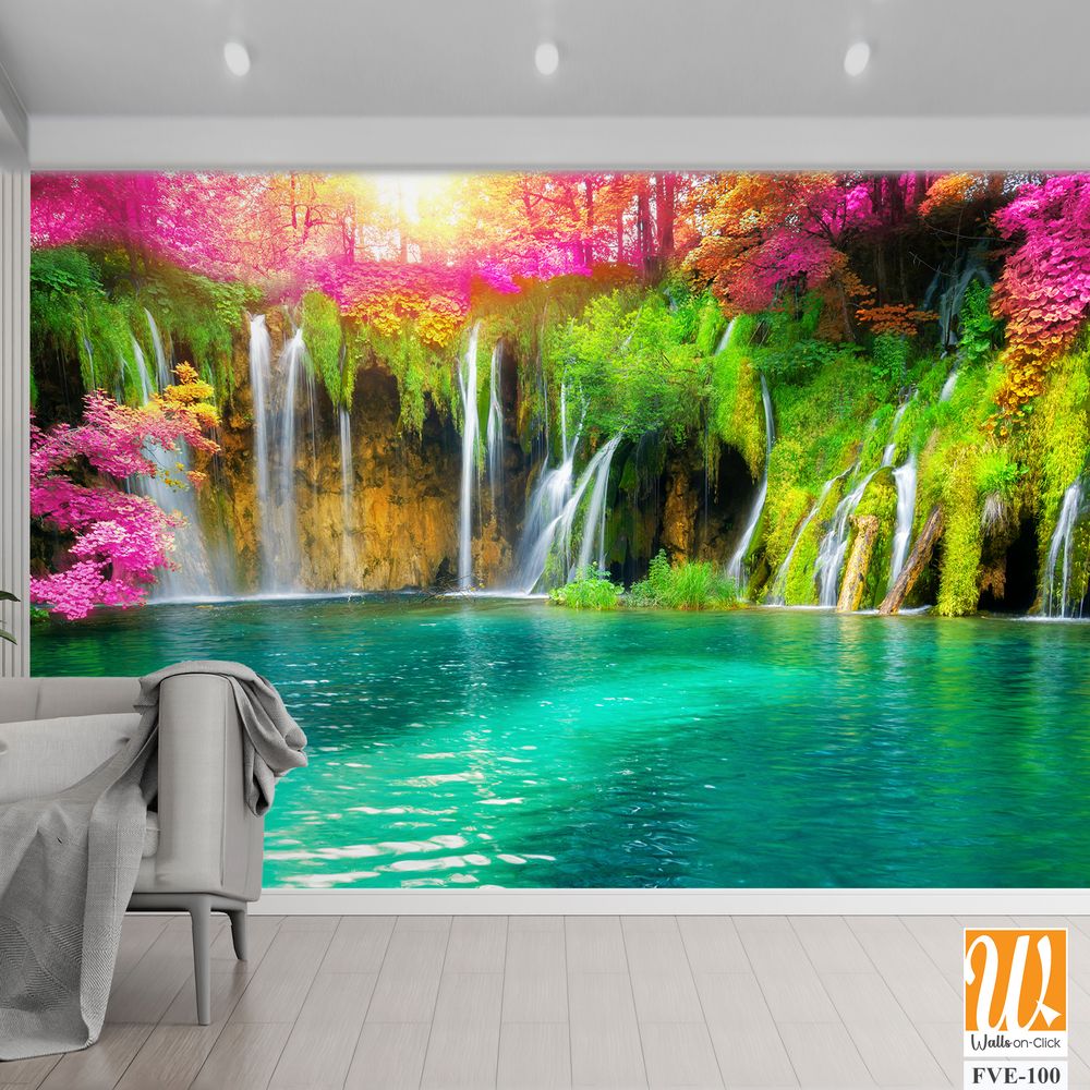 Colorful waterfall in the forest Wallpaper [WP-FVE-100]