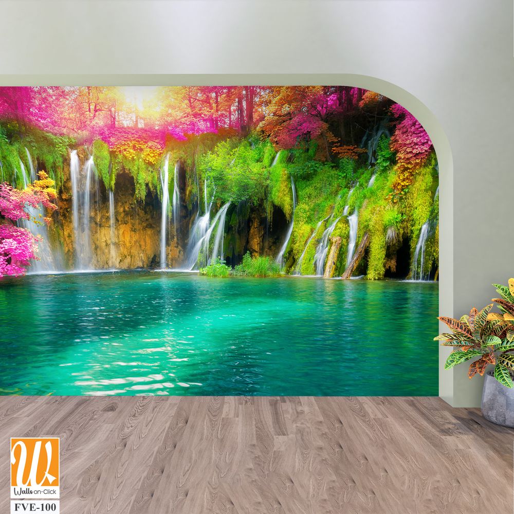 Colorful waterfall in the forest Wallpaper [WP-FVE-100]