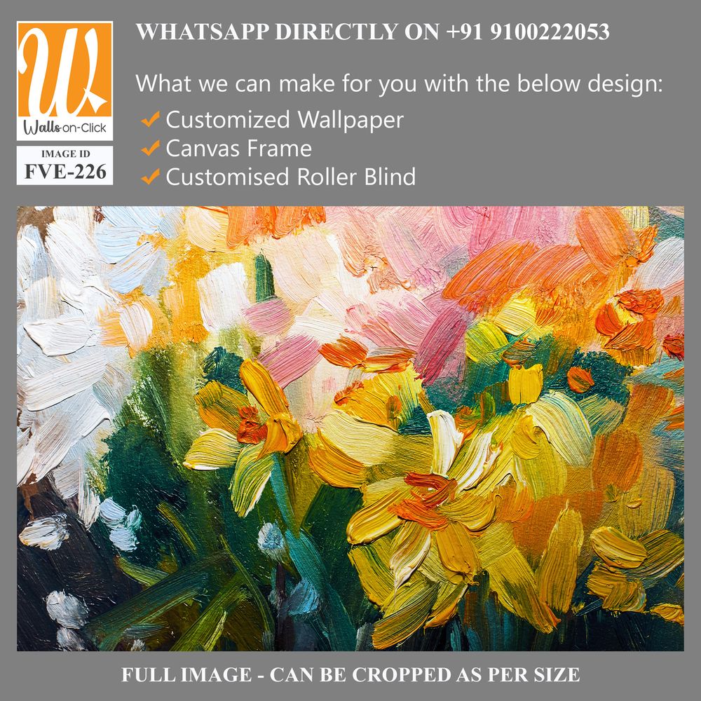 Abstract oil painting of daffodils with loose brushstrokes [WP-FVE-226]