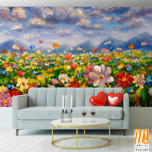 Oil painting of an endless wildflower field [WP-FVE-229]