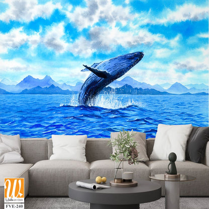 Whale breaching in the ocean, [WP-FVE-240]