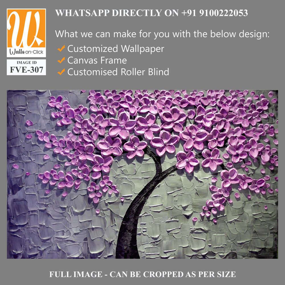 3D textured purple cherry blossom tree painting Wallpaper [WP-FVE-307]