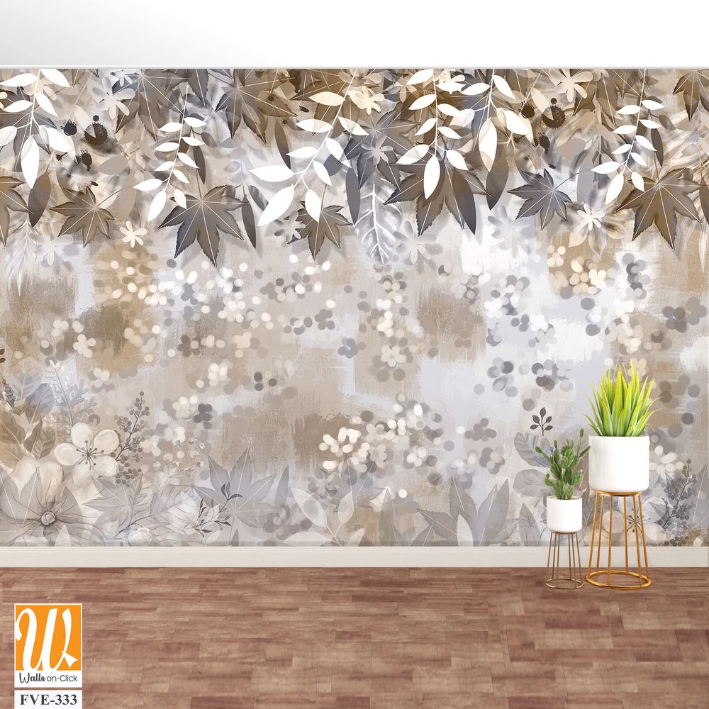 Leaves in beige and gray tones under soft lighting [WP-FVE-333]