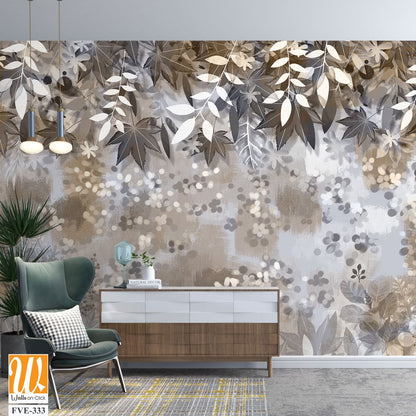 Leaves in beige and gray tones under soft lighting [WP-FVE-333]