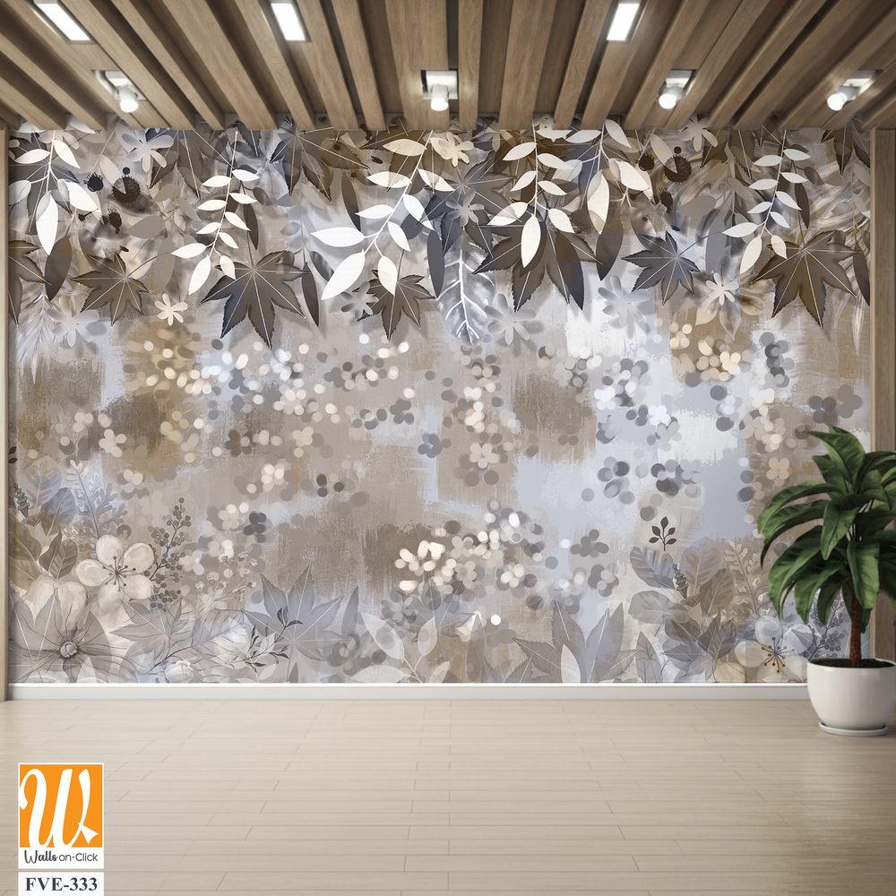 Leaves in beige and gray tones under soft lighting [WP-FVE-333]